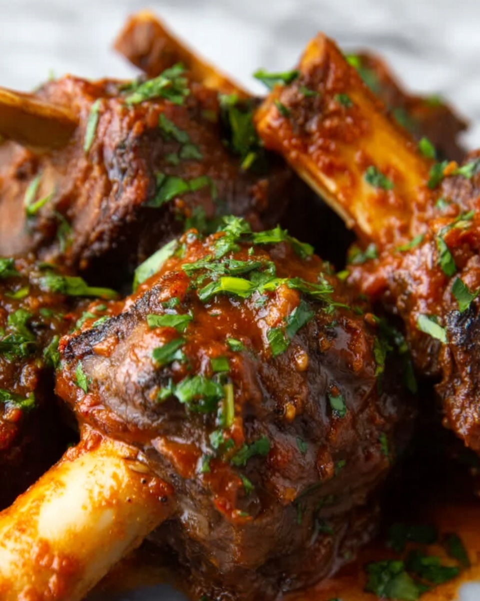 Braised Lamb Shanks in Red Wine and Tomato Broth Recipe - Recipe Image