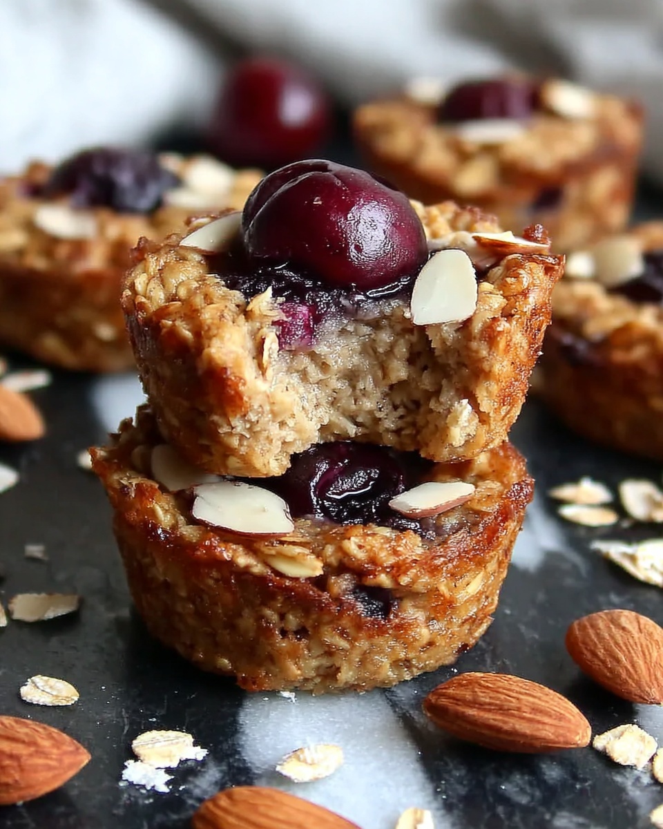Cherry Almond Baked Oatmeal Cups Recipe - Recipe Image