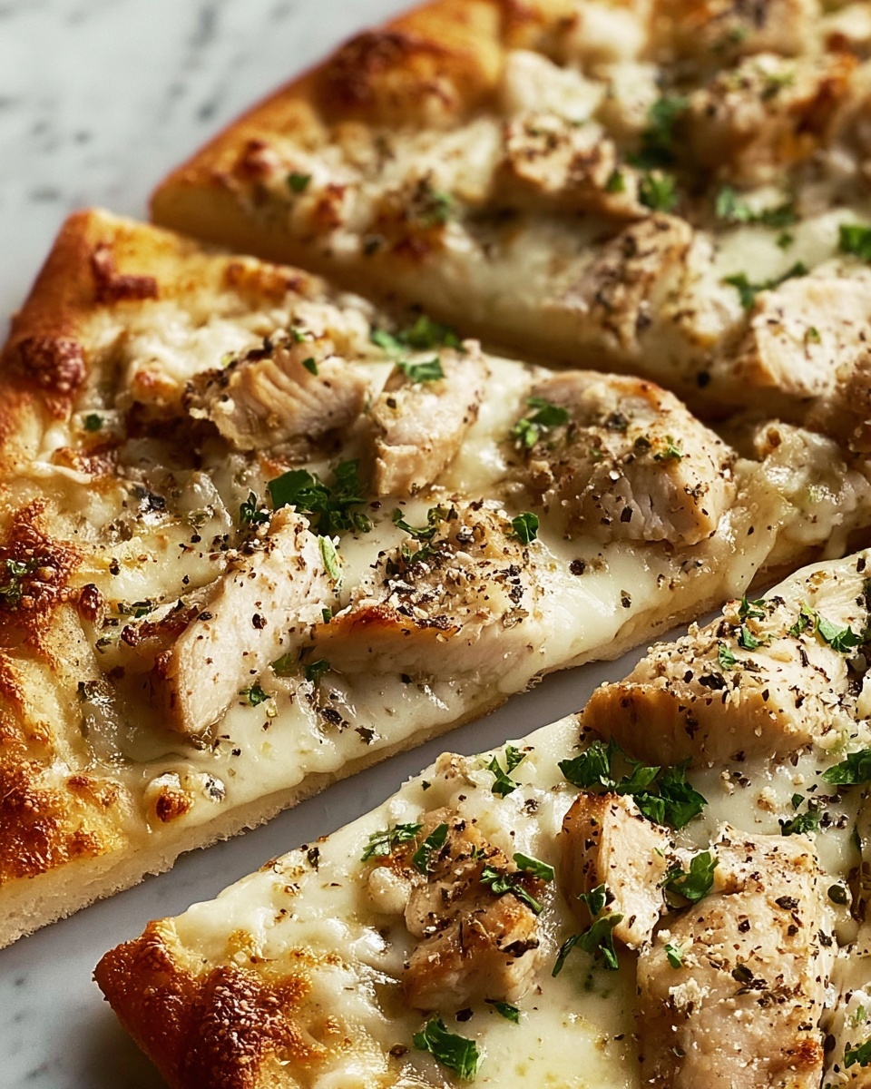 Roasted Garlic White Chicken Pizza Recipe - Recipe Image