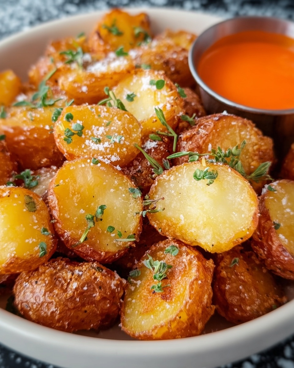 Crunchy Parmesan Crusted Potatoes with Tobiko Gochujang Dip Recipe - Recipe Image