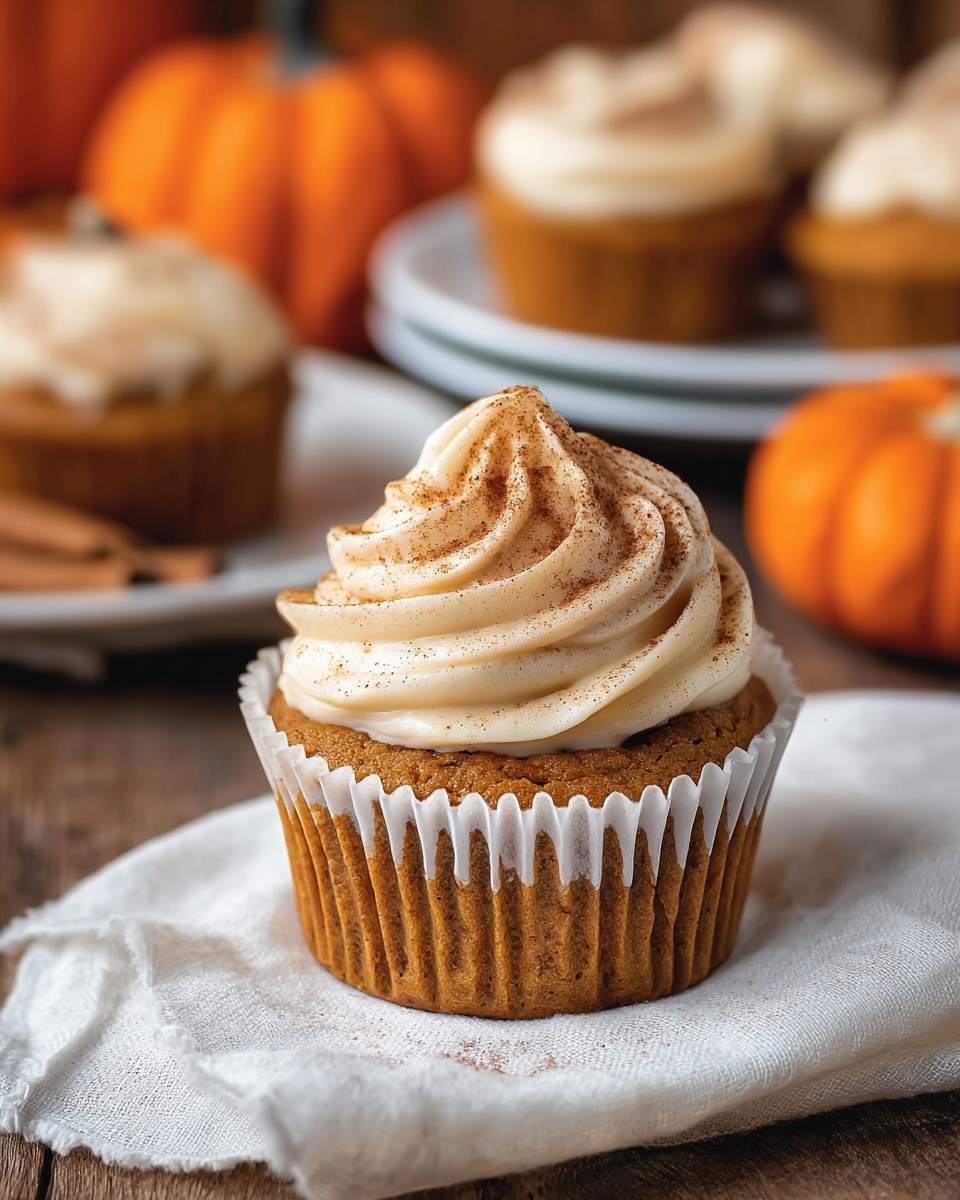 Pumpkin Cupcakes with Cinnamon Cream Cheese Frosting Recipe - Recipe Image