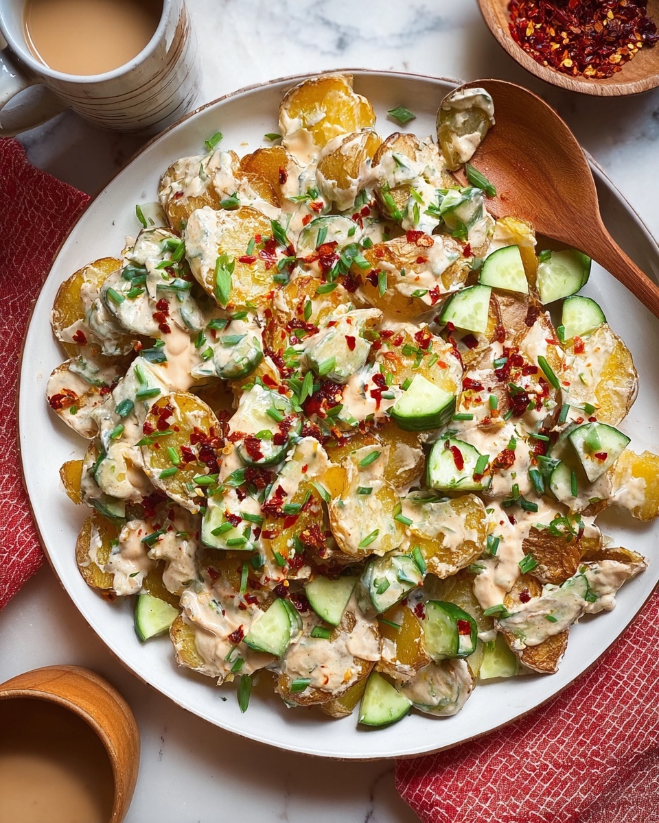 Crispy Smashed Gochujang Potato Salad Recipe - Recipe Image