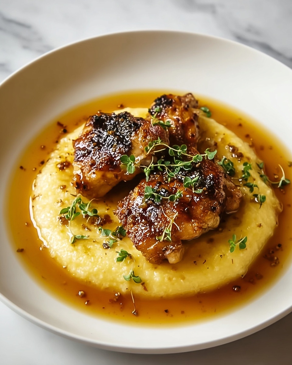 Vinegar-Braised Chicken with Herby Polenta Recipe - Recipe Image