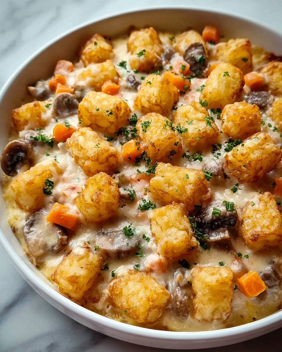 Easy & Delicious Tater Tot Casserole with Cream of Mushroom Soup Recipe - Recipe Image