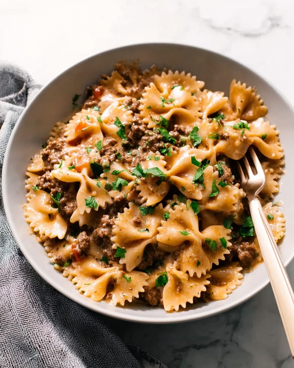 Creamy Ground Beef and Bowtie Pasta – The Ultimate Comfort Food Recipe - Recipe Image