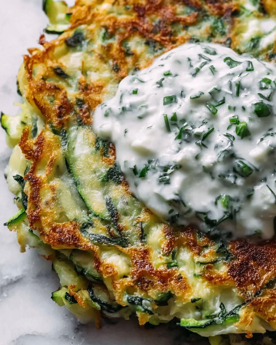 Zucchini, Feta, and Spinach Fritters with Garlic Tzatziki Recipe - Recipe Image