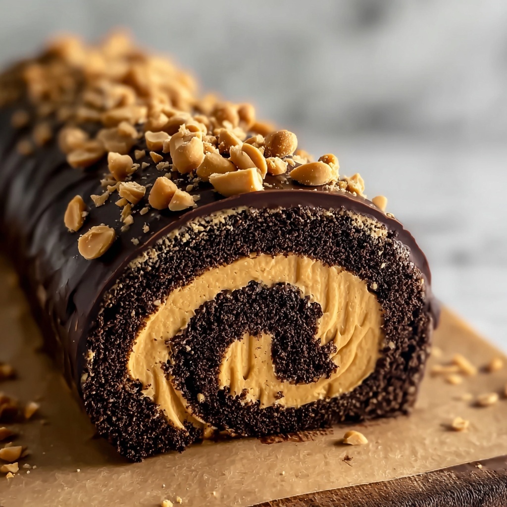 Chocolate Peanut Butter Cake Roulade Recipe - Recipe Image