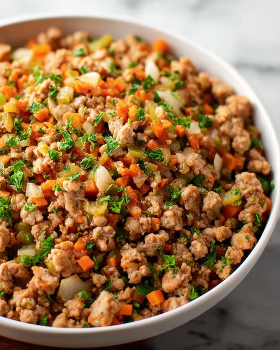 Homemade Dog Food with Ground Chicken, Rice, and Vegetables Recipe - Recipe Image