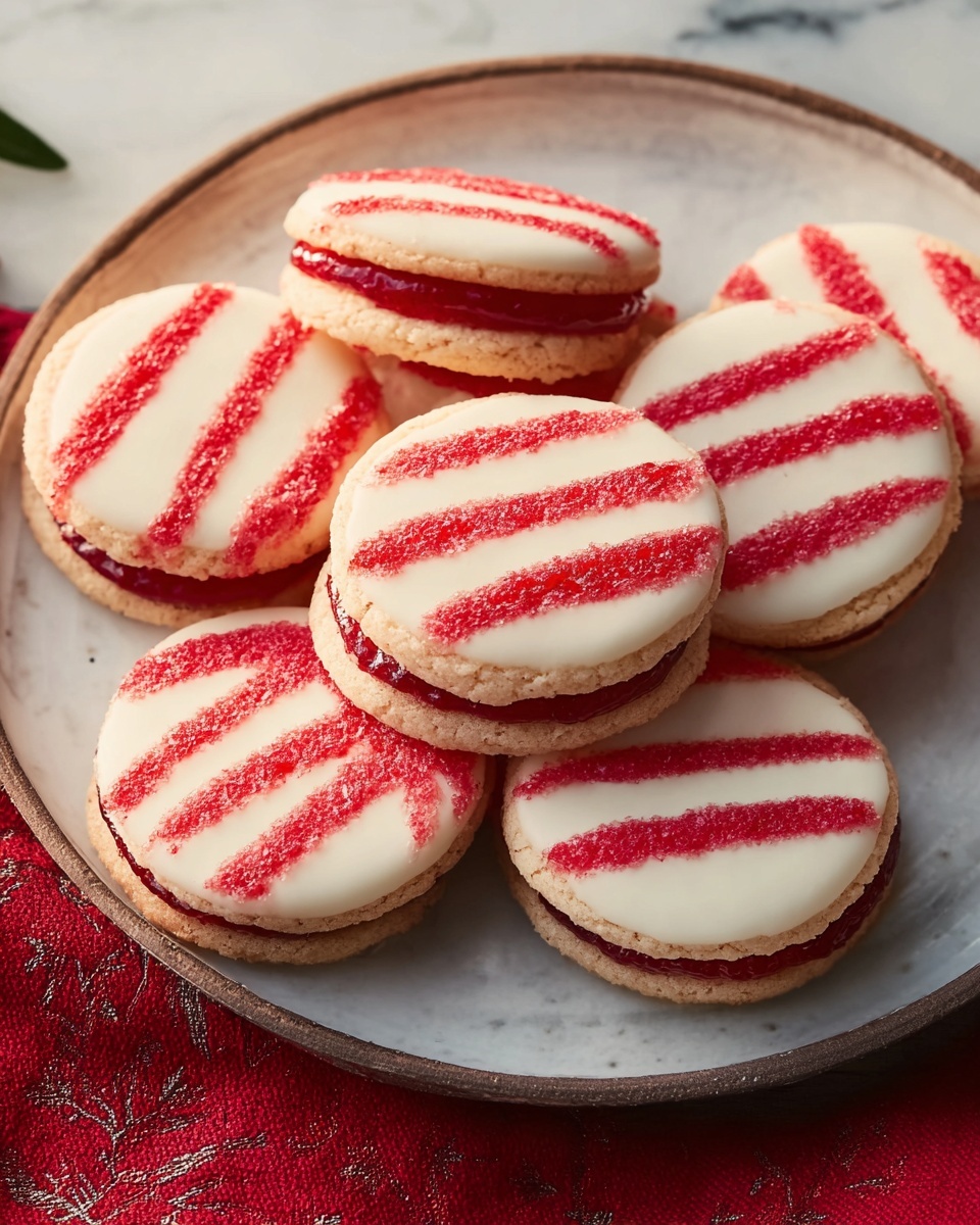 Striped Peppermint Sandwich Cookies Recipe - Recipe Image