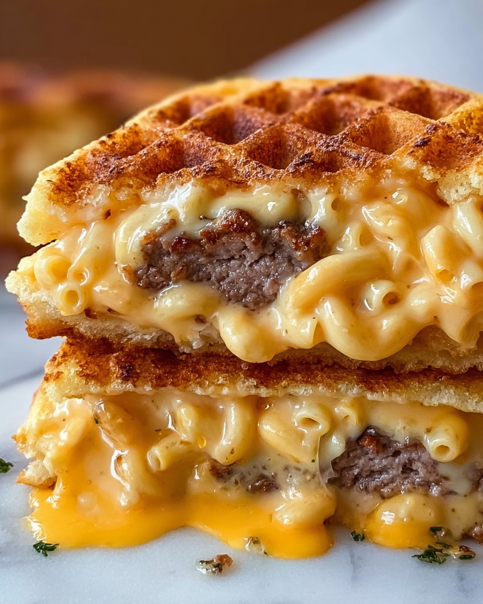 Macaroni and Cheese Waffle Cheeseburger Recipe - Recipe Image