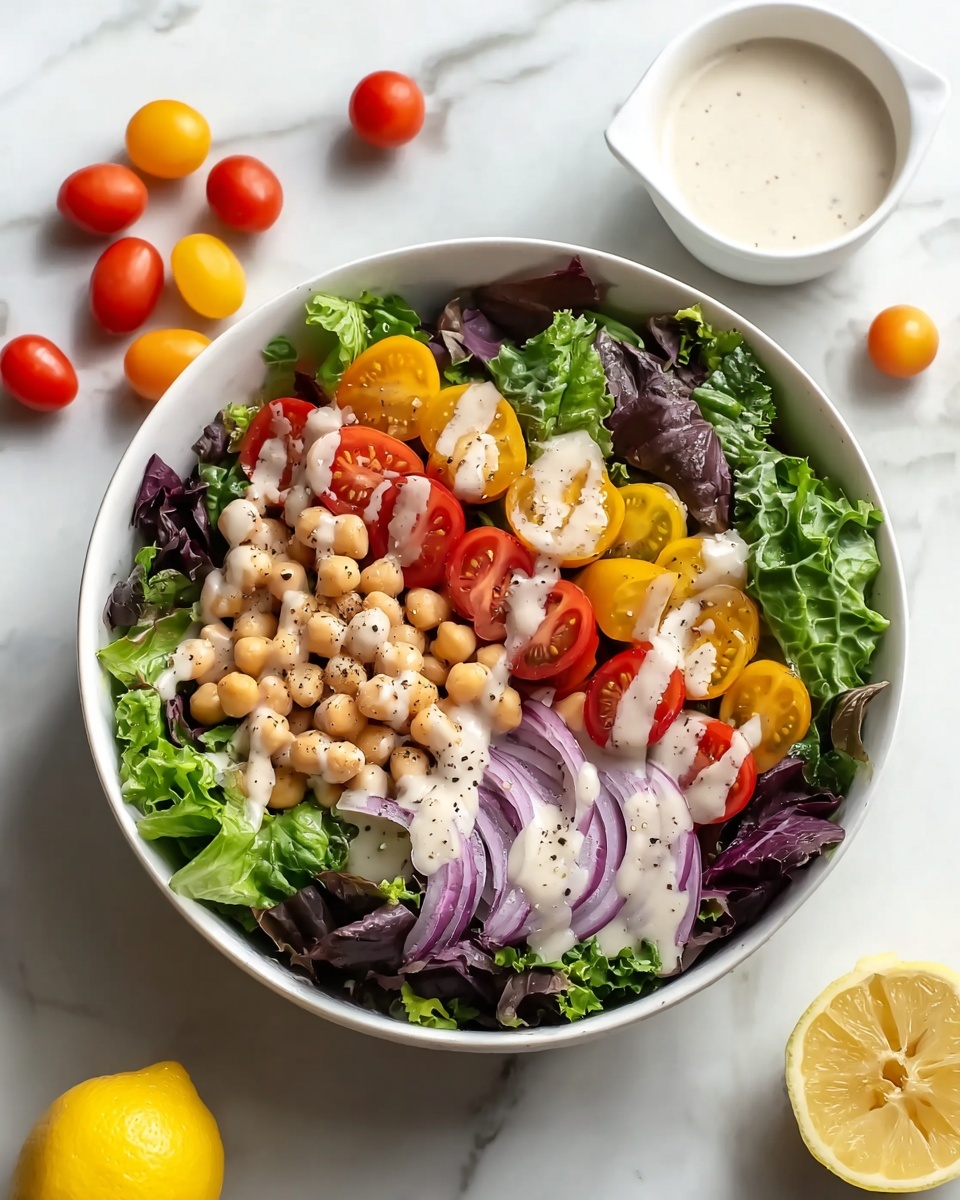 Green Salad with Lemon Tahini Dressing Recipe - Recipe Image