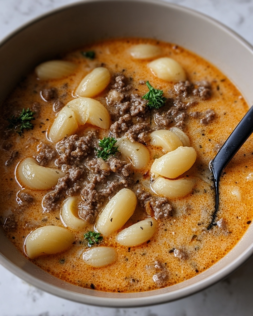 One-Pot Macaroni Cheeseburger Soup Recipe - Recipe Image