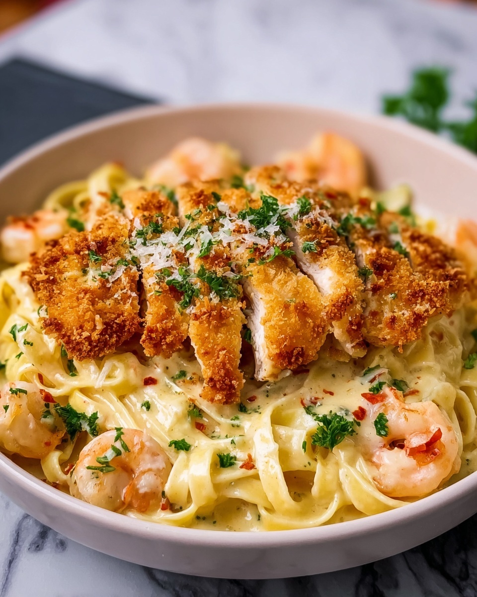 Crispy Chicken Fettuccine Alfredo Recipe - Recipe Image
