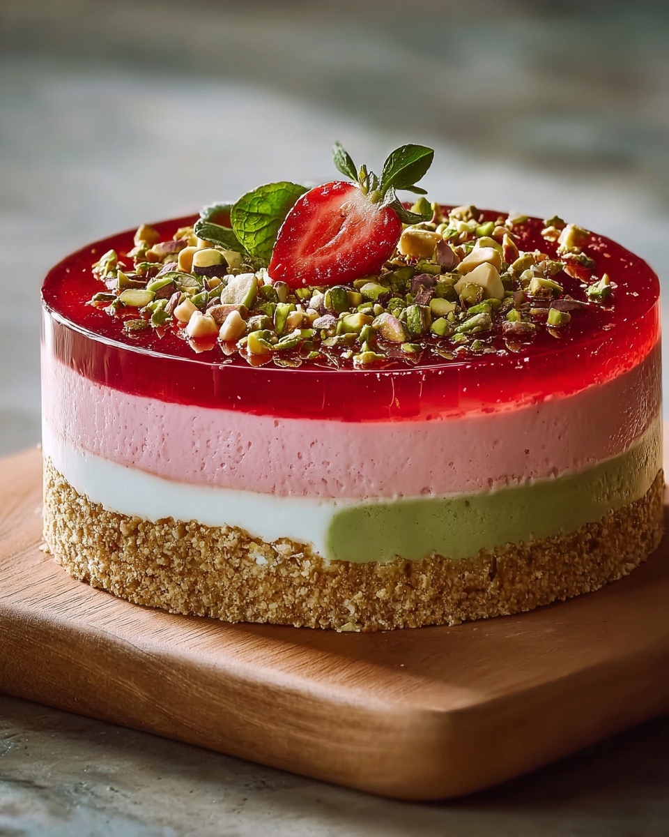 Strawberry Pistachio Mousse Cake Recipe - Recipe Image