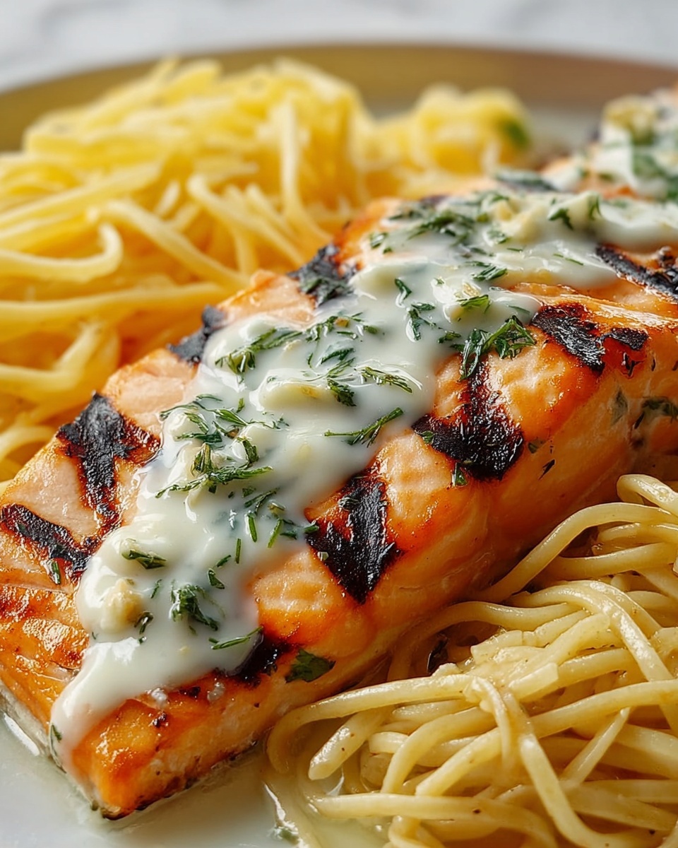 Creamy Garlic Butter Salmon Pasta Recipe - Recipe Image