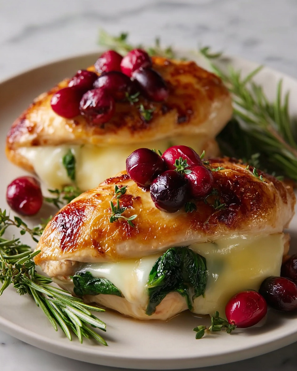 Cranberry & Spinach Stuffed Chicken Breasts with Brie Recipe - Recipe Image
