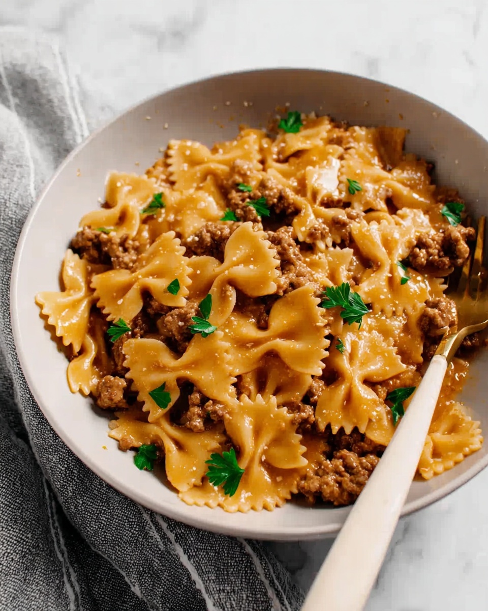 Creamy Ground Beef and Bowtie Pasta – The Ultimate Comfort Food Recipe - Recipe Image