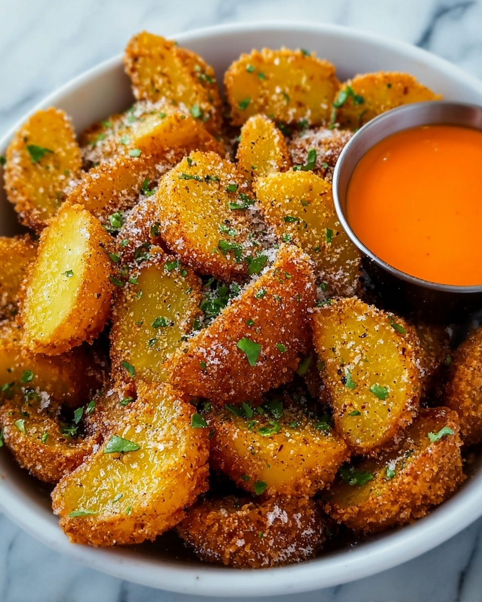 Crunchy Parmesan Crusted Potatoes with Tobiko Gochujang Dip Recipe - Recipe Image