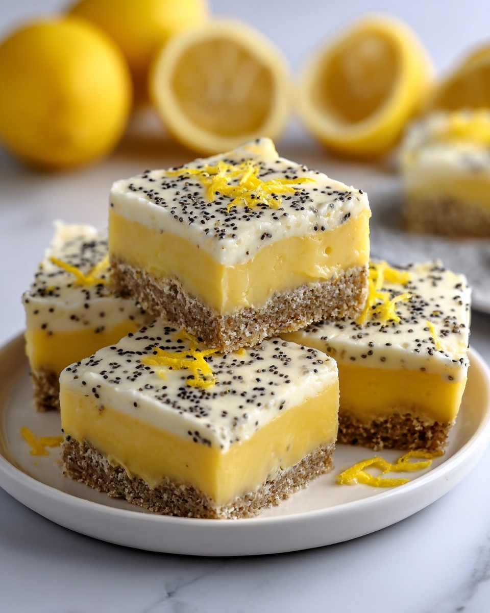 Low Sugar Lemon Poppy Seed Greek Yogurt Bars Recipe - Recipe Image