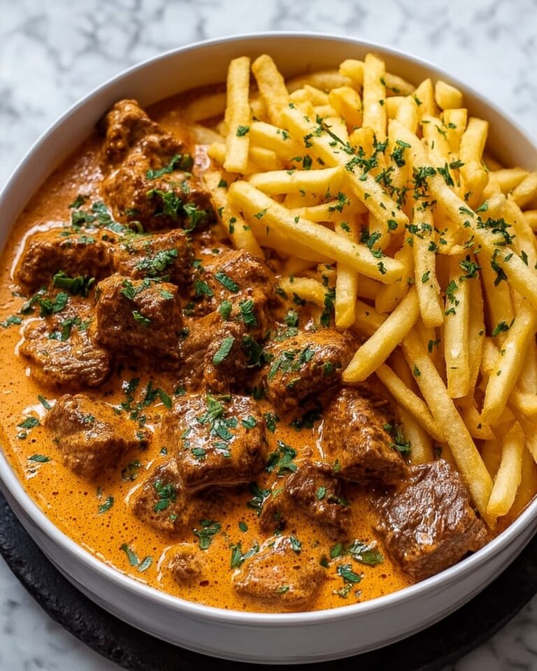 Creamy Butter Chicken in Garlic-Infused Sauce with Golden Crispy Fries Recipe