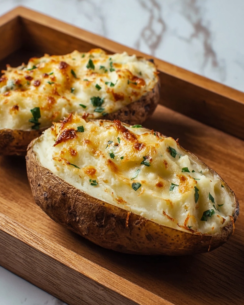 Twice-Baked Potatoes with Cheddar, Parmesan, and Bacon Recipe - Recipe Image