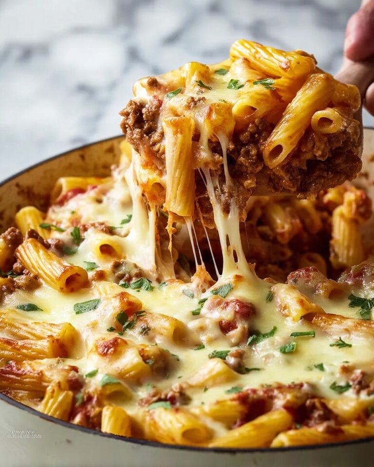 Cheesy Ground Beef Pasta Skillet Recipe