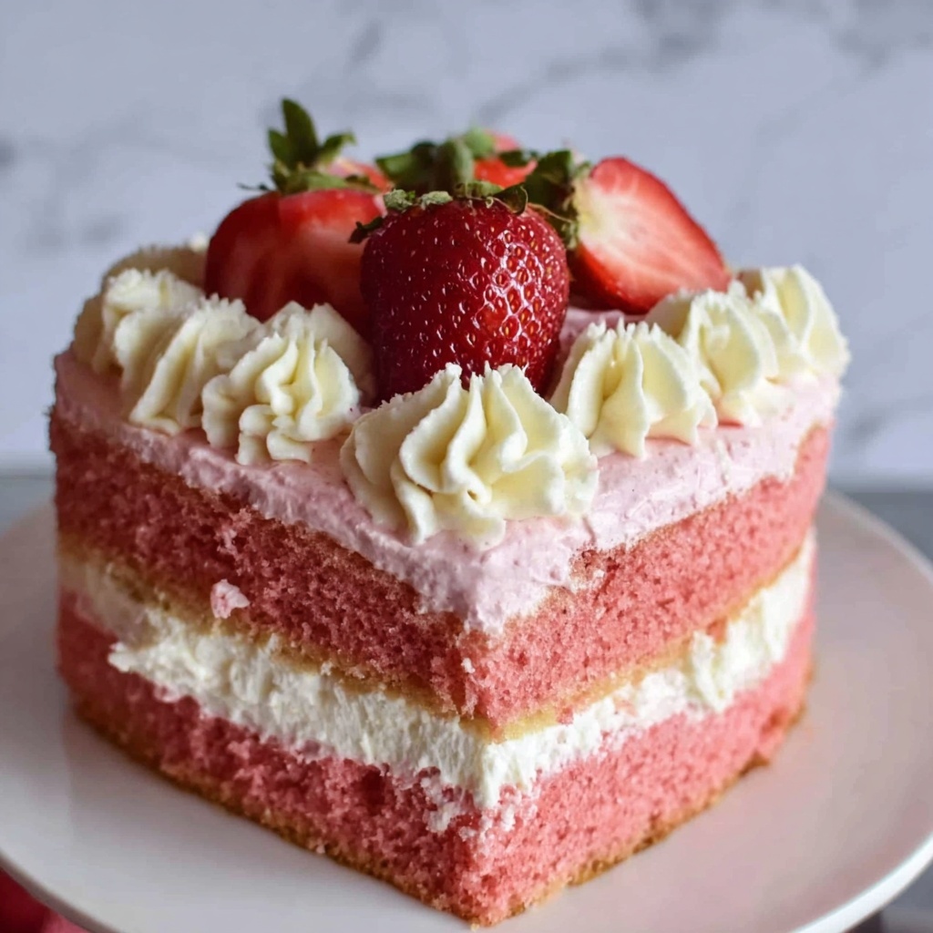 Moist Strawberry Cake with Fresh Strawberry Buttercream Recipe - Recipe Image