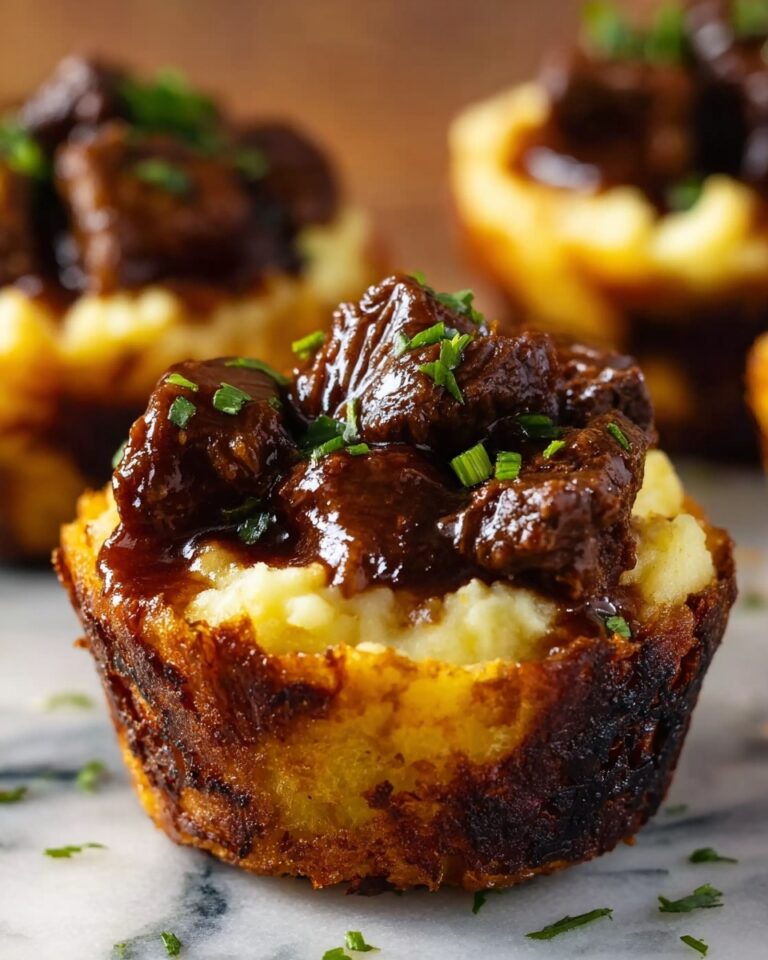Deep-Fried Mashed Potato Cups Filled with BBQ Beef and Cheese Recipe