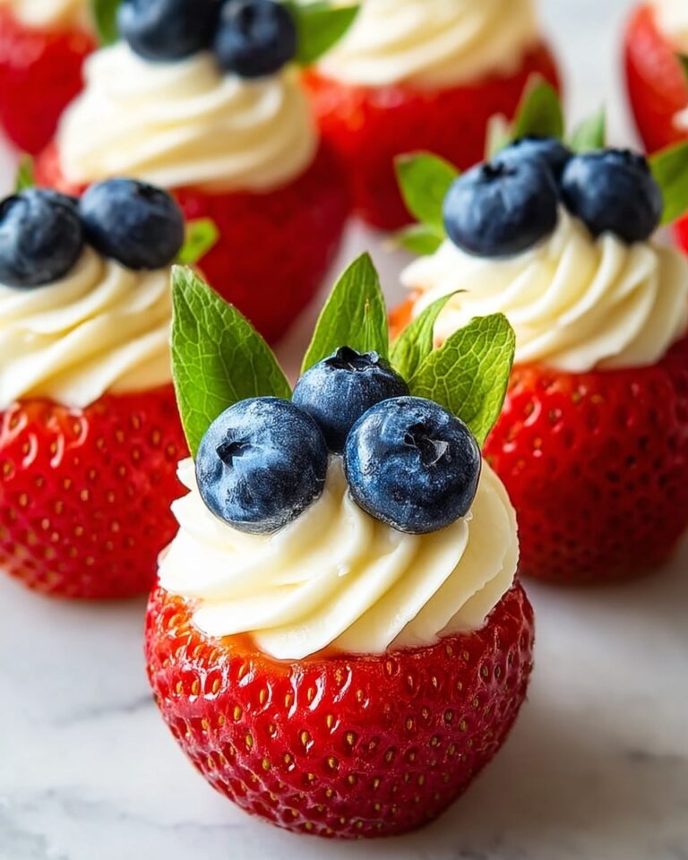 Red, White, and Blue Cheesecake Strawberries Recipe