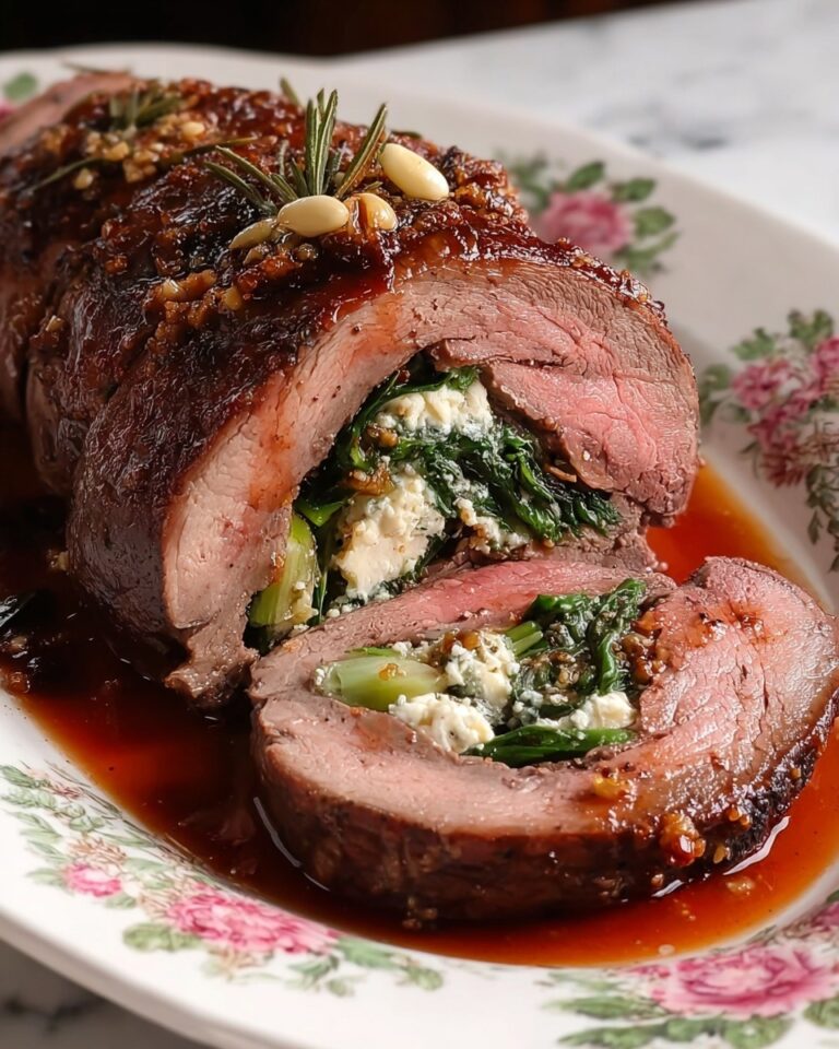 Stuffed Leg of Lamb with Spinach, Goat Cheese, and Pine Nuts Recipe