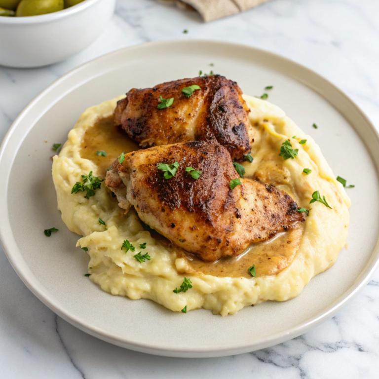 Vinegar-Braised Chicken with Herby Polenta Recipe