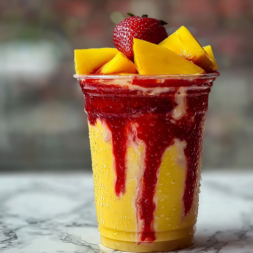 Mango Strawberry Sunrise Frappuccinos Recipe - Recipe Image