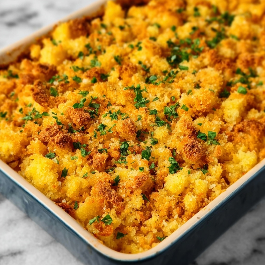 Cornbread Stuffing with Sweet Potatoes, Pecans, and Marshmallows Recipe - Recipe Image