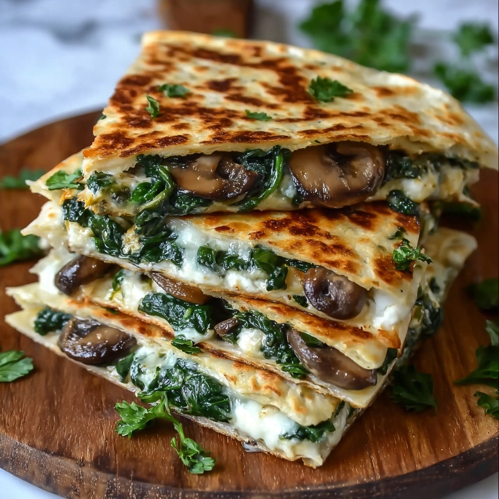 Baked Spinach Mushroom Quesadillas Recipe - Recipe Image