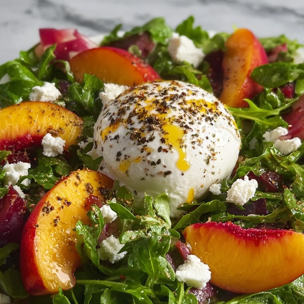 Peach Burrata Salad with Toasted Pecans and Balsamic Glaze Recipe - Recipe Image