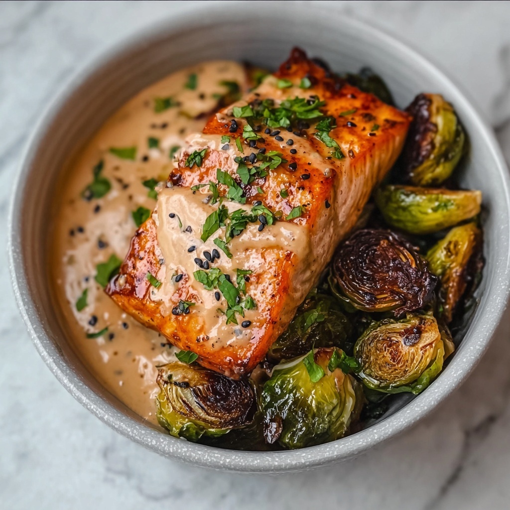 Teriyaki Salmon Bowls with Crispy Brussels Sprouts Recipe - Recipe Image