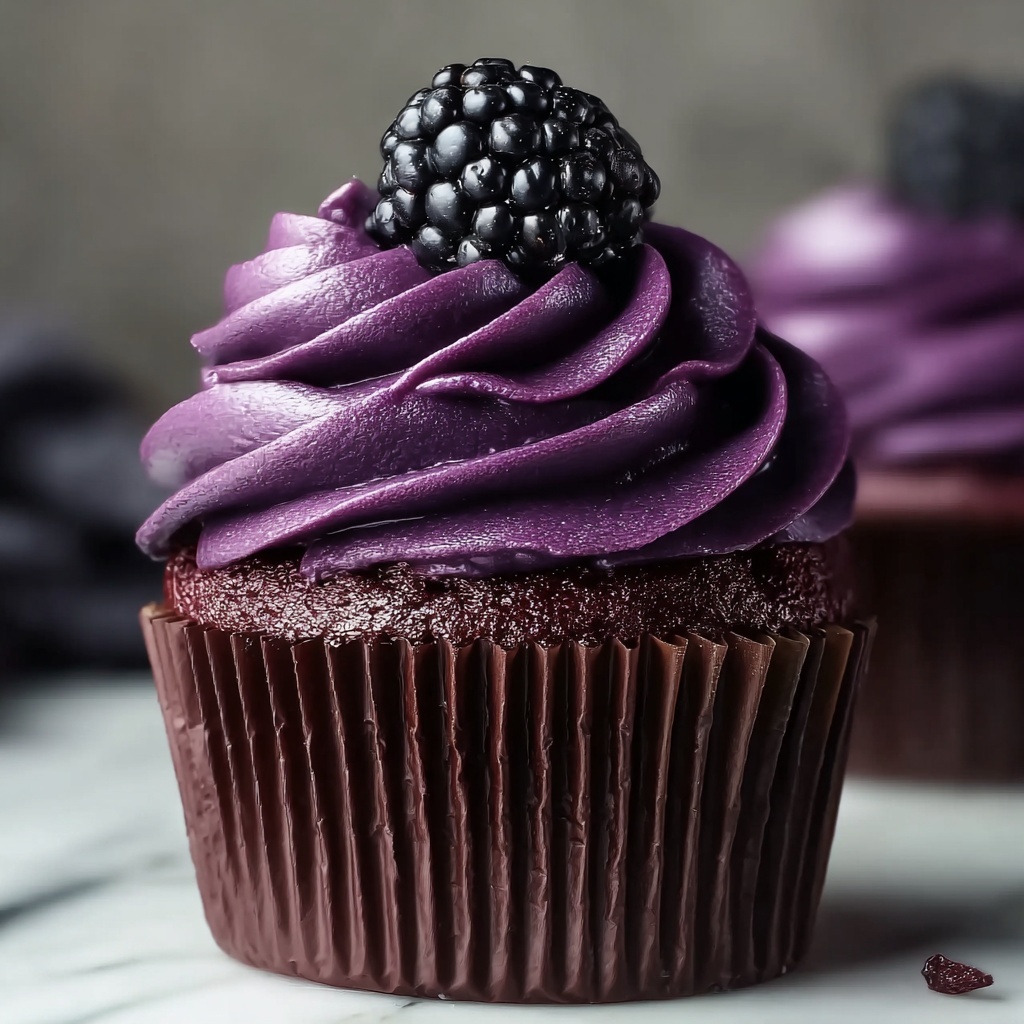 Dark Chocolate Blackberry Cupcakes Recipe - Recipe Image