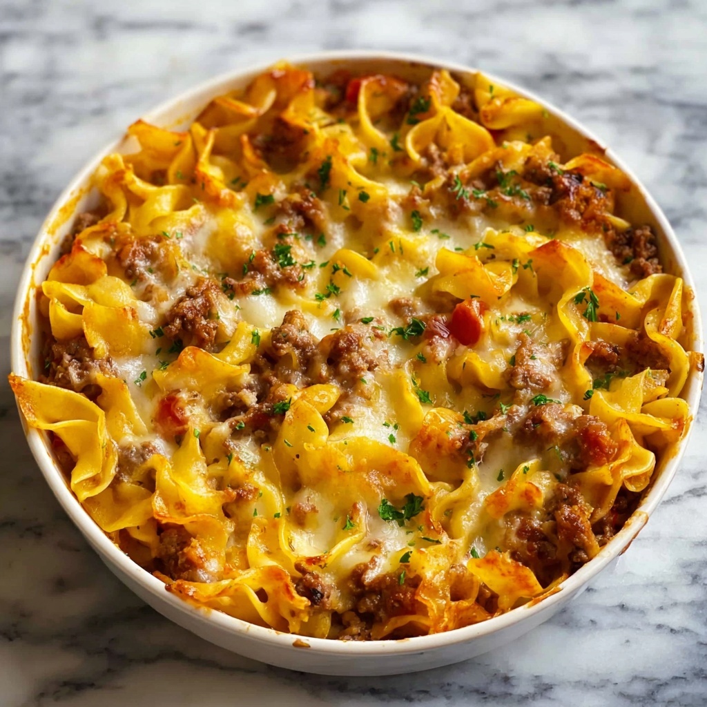 Cheesy Beef and Noodle Casserole Recipe - Recipe Image