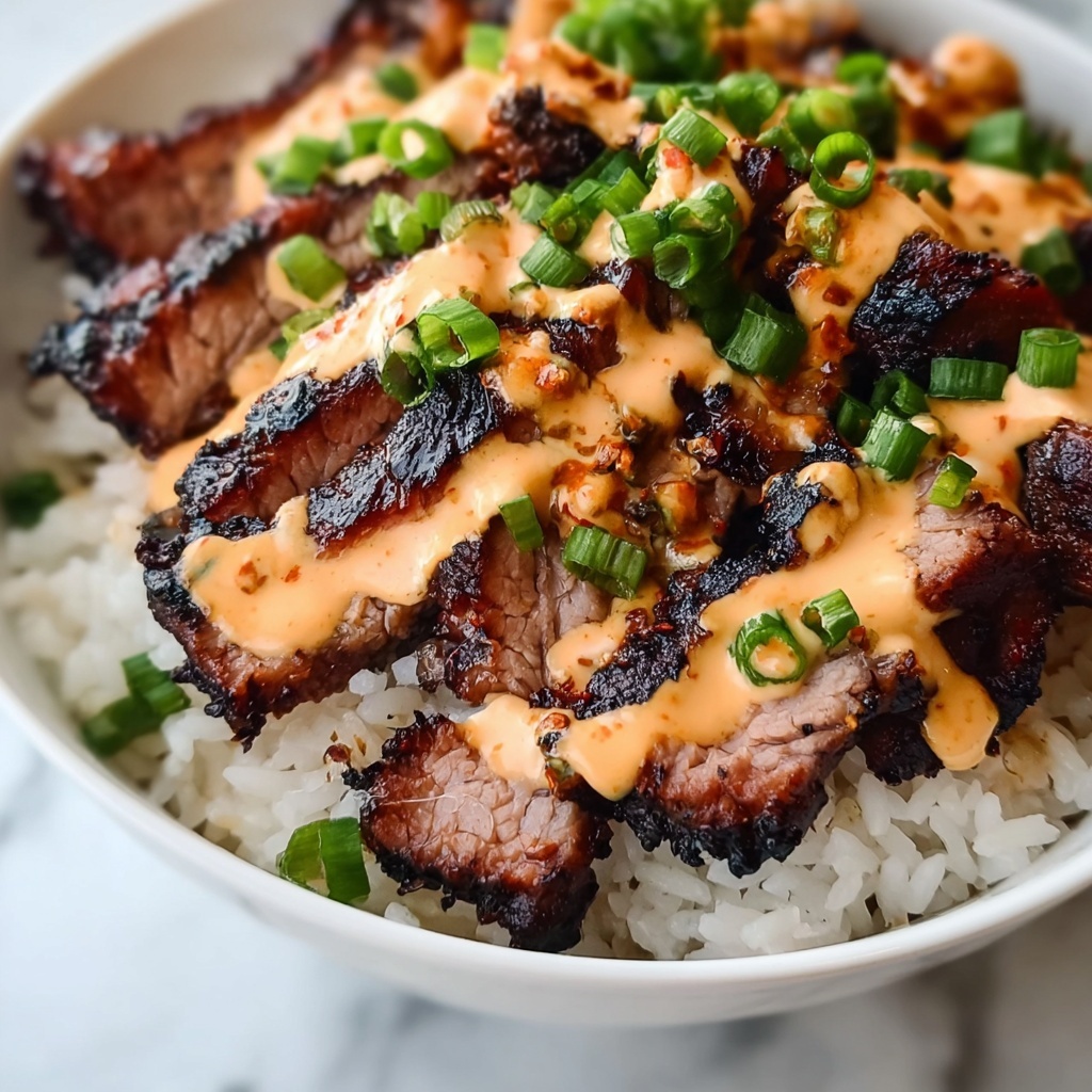 Korean BBQ Steak Rice Bowls with Spicy Cream Sauce Recipe - Recipe Image
