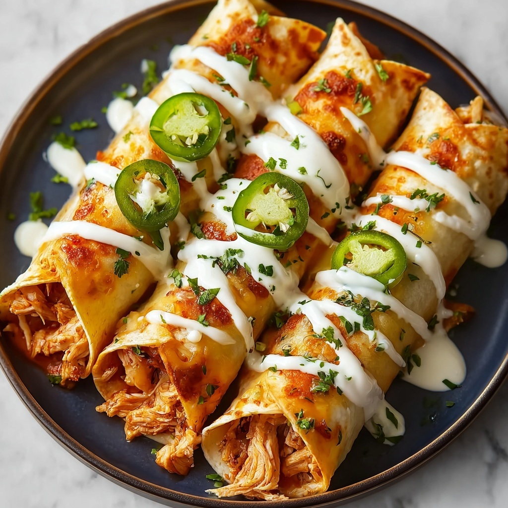 Jalapeño Cream Cheese Chicken Taquitos with Buffalo Sauce Recipe - Recipe Image