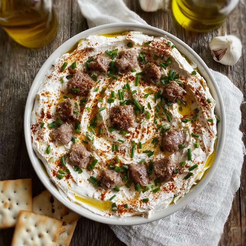 Roasted Garlic and Creamy Beef Dip with Hot Honey Recipe - Recipe Image