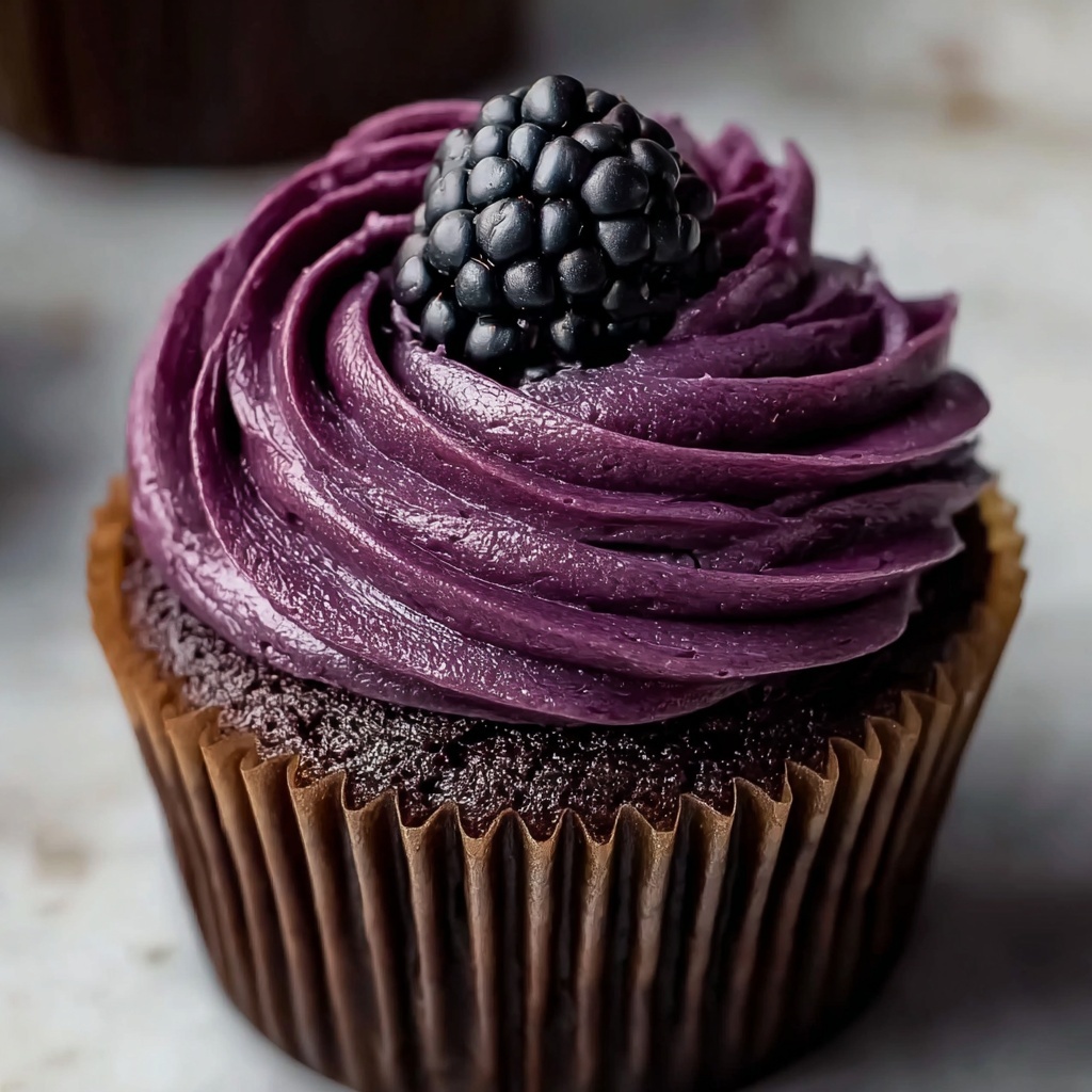 Dark Chocolate Blackberry Cupcakes Recipe - Recipe Image