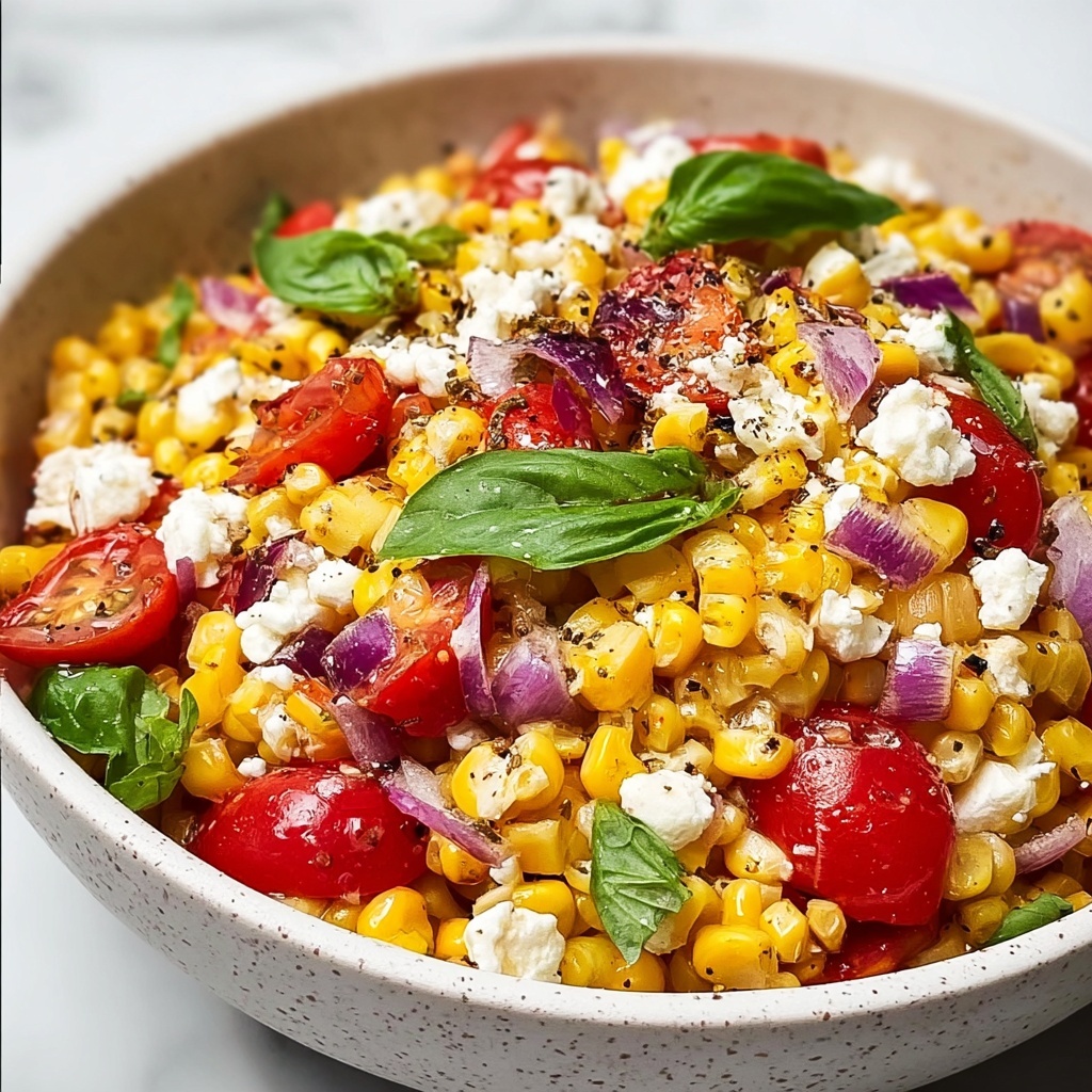 Grilled Corn Salad with Tomatoes, Feta, and Basil Recipe - Recipe Image