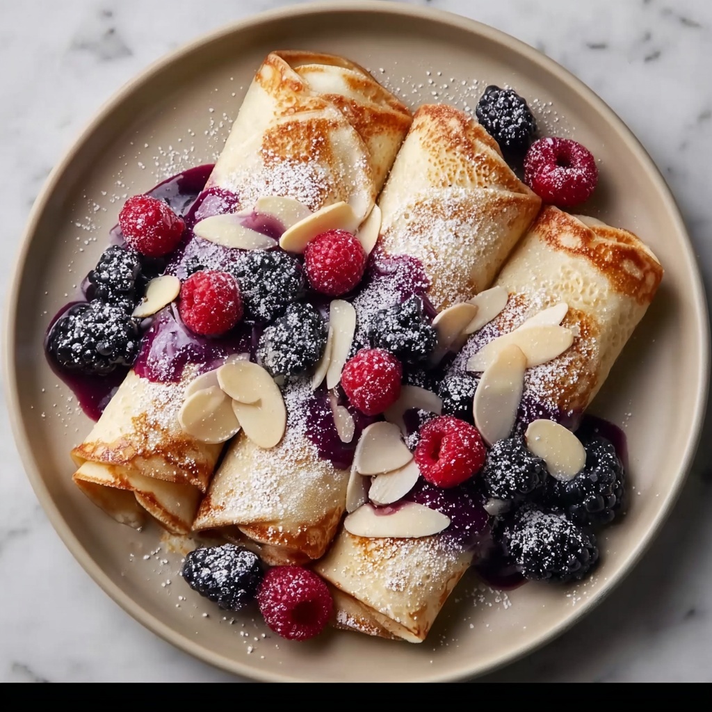 Almond Crepes with Warm Berries Recipe - Recipe Image