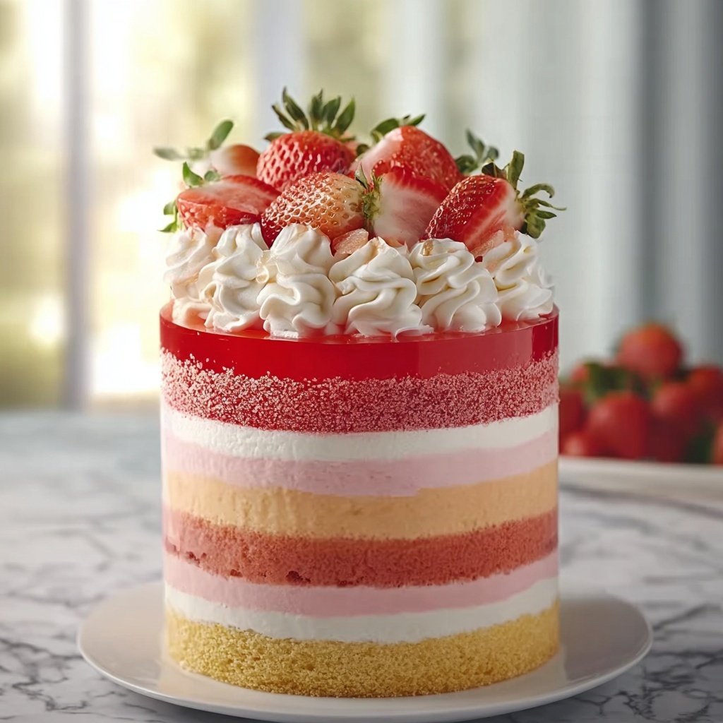 Vanilla Strawberry Ombre Cake Recipe - Recipe Image