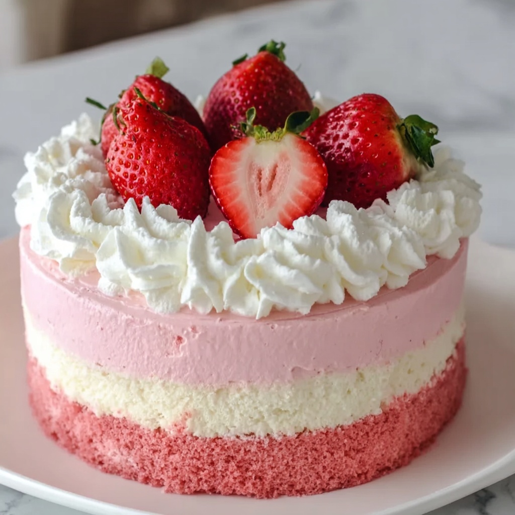 Moist Strawberry Cake with Fresh Strawberry Buttercream Recipe - Recipe Image