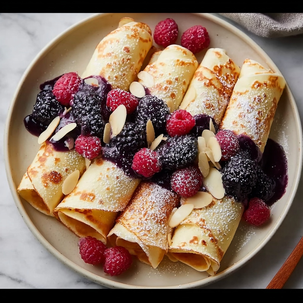 Almond Crepes with Warm Berries Recipe - Recipe Image