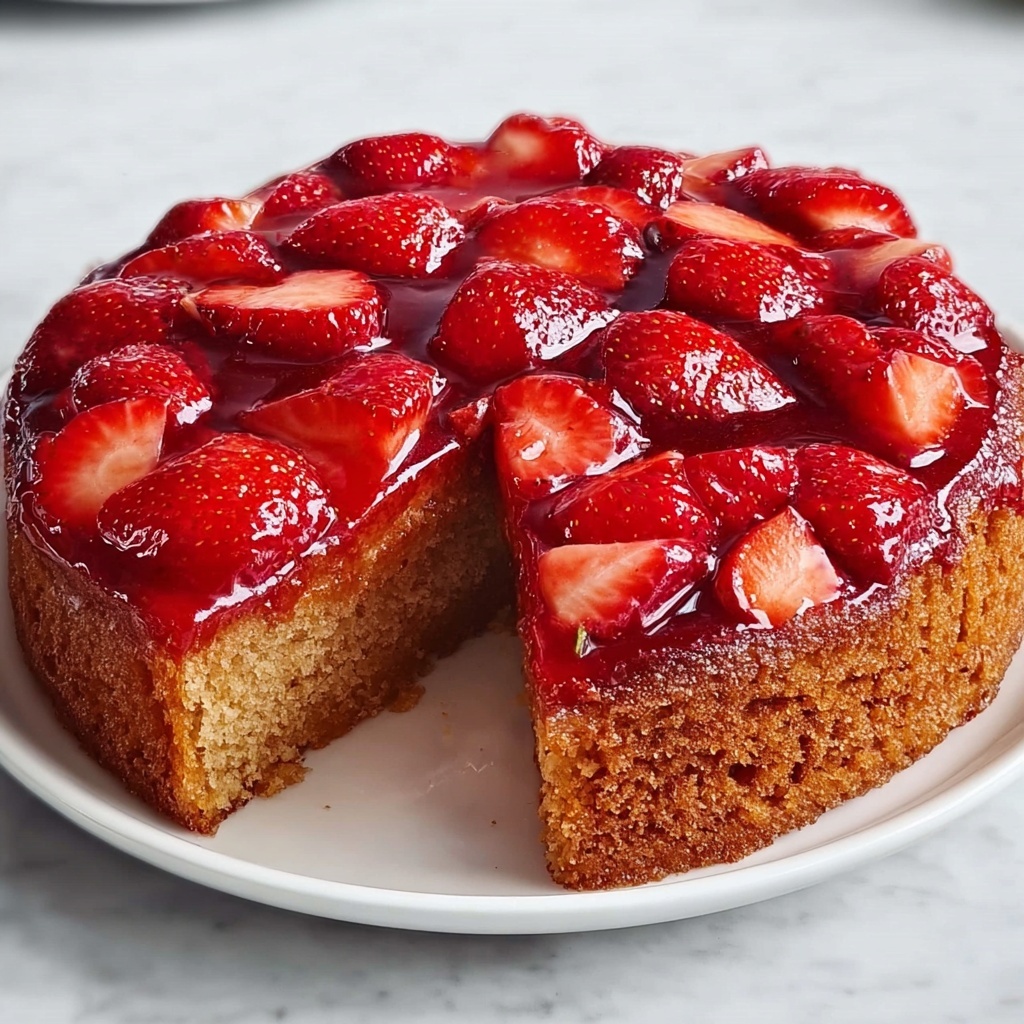 Strawberry Upside-Down Cake : Sweet & Juicy Dessert Recipe - Recipe Image