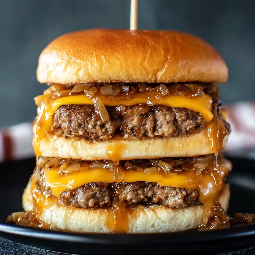 Beef and Pork Sliders with Melted American Cheese and Everything Bagel Seasoning Recipe - Recipe Image