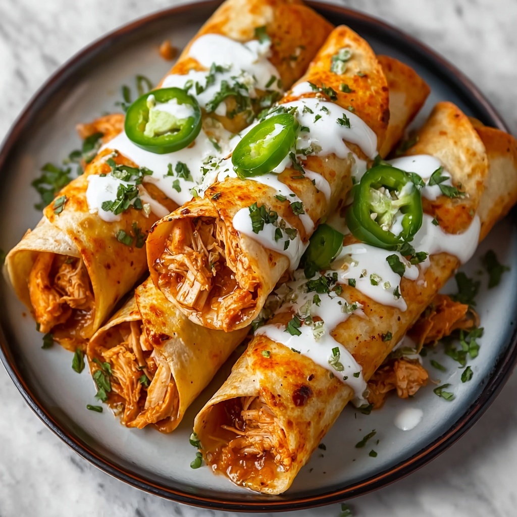 Jalapeño Cream Cheese Chicken Taquitos with Buffalo Sauce Recipe - Recipe Image